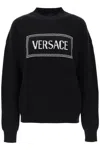 VERSACE WOMEN'S BLACK KNIT SWEATER WITH LOGO INLAY