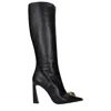 Versace Leather High Heel Heel Boot In Animal Print