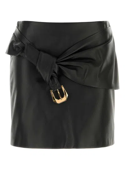 Versace Women Black Leather Mini Skirt