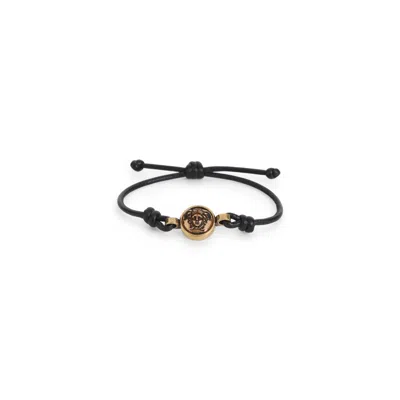 Versace Women Black Medusa Cord Bracelet In Gold