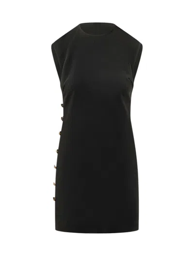Versace Women Black Solid Crew Neck Mini Dress In Multi