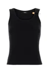 Versace Women Black Stretch Cotton Tank Top In Burgundy