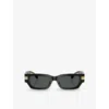 Versace Womens Black Ve4465 Rectangle-frame Acetate Sunglasses In Black