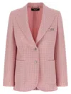 Versace Check Blazer Jacket Buttoned Cuffs Notch Lapel In Pink