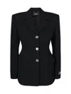 Versace Tailored Blazer With Notched Lapels And Structured Shoulders In Black