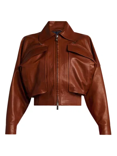VERSACE WOMEN'S BLOUSON LEATHER JACKET