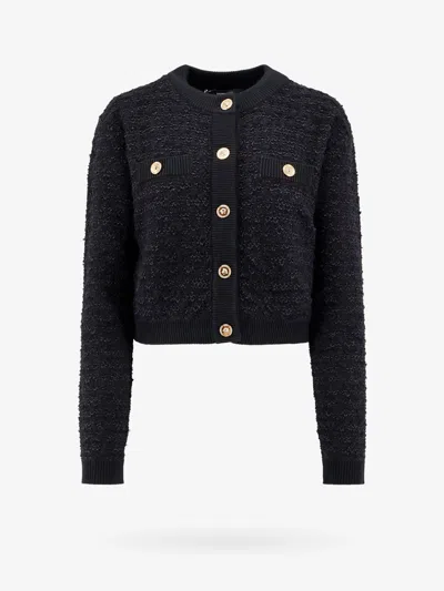 Versace Women Bouclã© Tweed Cardigan With Medusa Buttons