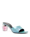 Versace Bright Crystal 70 Patent Leather Mules In Pearl Blue