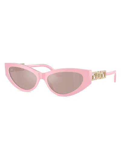 Versace Women's Bright Greca 0ve4470b 56mm Cat-eye Sunglasses In Pink Gold Rose