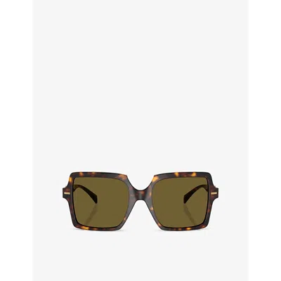 VERSACE WOMENS BROWN VE4441 MEDUSA '95-HARDWARE SQUARE-FRAME ACETATE SUNGLASSES