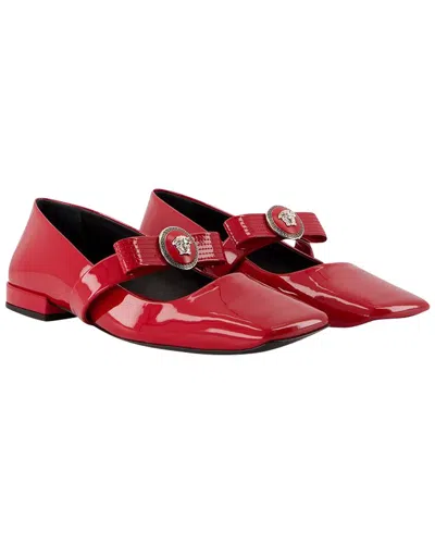 Versace Women's Calfskin Gianni Ribbon Flat In Red