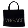 Versace Studded Logo Canvas Tote Bag In Pattern