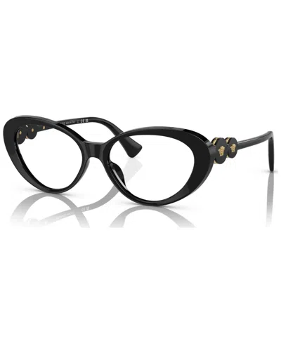 Versace Women's Cat Eye Eyeglasses, Ve3331u55-o In Black