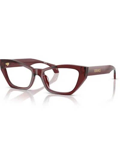 Versace Women's Cat Eye Eyeglasses, Ve3373u In Transparent Bordeaux