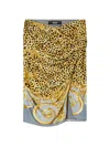Versace Grey Cheetah Print Midi Skirt In Multi