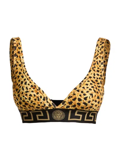Versace Women's Cheetah-print Jersey Bra In Neutral