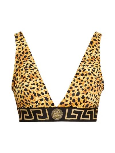 Versace Women's Cheetah-printed Triangle Bikini Top In Neutral