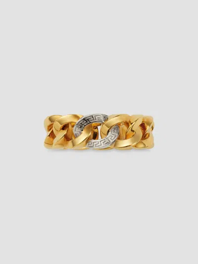 Versace Gold Curb Chain Ring In  Gold
