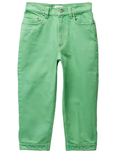 Versace Women's Cotton Denim Jeans With Back Leather Patch In Verde