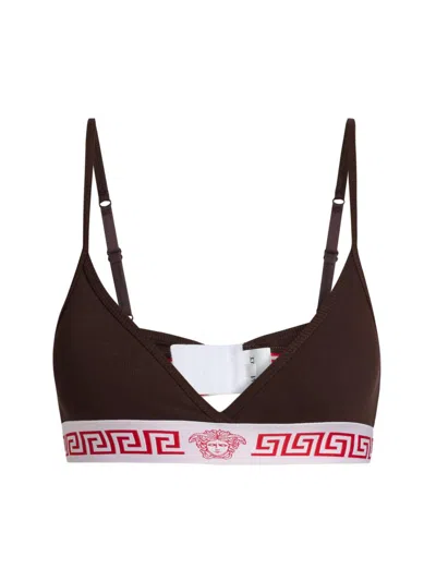 Versace Women's Cotton Jersey Rib Bra In Brown