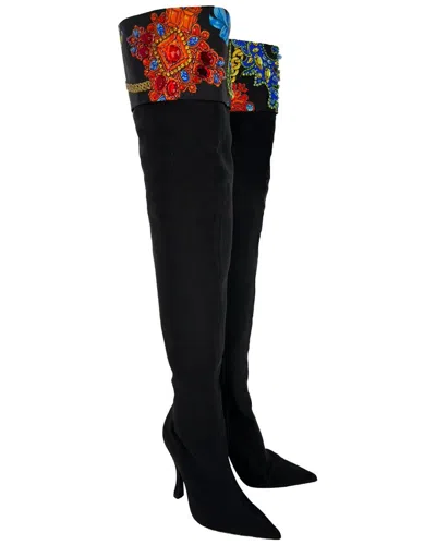 Pre-owned Versace Women's Cotton Over-the-knee Boot (authentic Pre-loved)