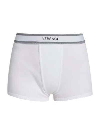 Versace Ribbed Jersey Trunks In White