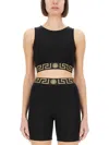 Versace Women Crop Top With Greek Border In Black