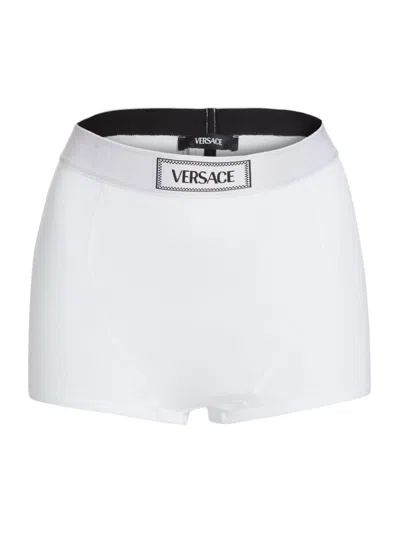 Versace Women's Culotte High-waisted Rib-knit Boyshort In White