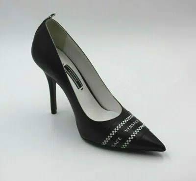 Pre-owned Versace Women's Decollete Vitellino Leather Black Heels Size 36 Italian/ 6 Us