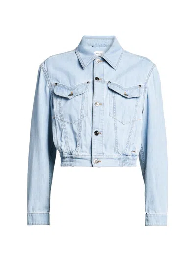 Versace Women's Denim Chambray Blouson Trucker Jacket In Blue