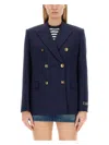 Versace Blue Double-breasted Jacket With Medusa Buttons In Blue