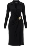 Versace Satin Dress With Safety Pin In Black