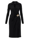 Versace Satin Dress With Safety Pin In Black