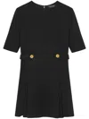 Versace Stretch Cady Short Sleeve Dress In Black