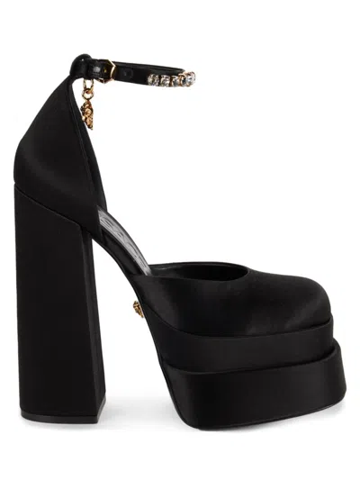 Versace Women's Embellished Ankle Loop Pumps In Black