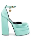 Versace Woman Pumps Sky Blue Size 6 Textile Fibers In Forget Me Not