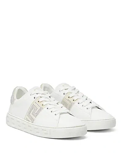 Versace Women's Embellished Greca Low Top Sneakers In White