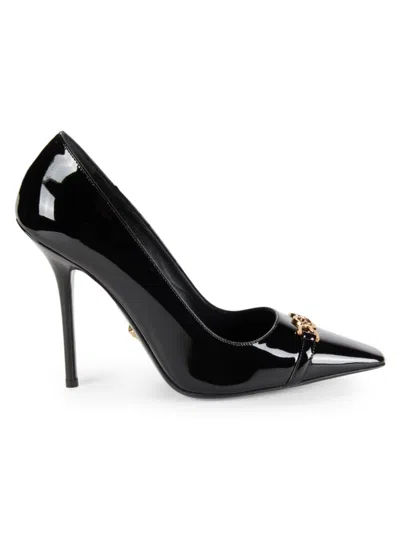 Versace Women's Embellished Patent Leather Pumps In Black