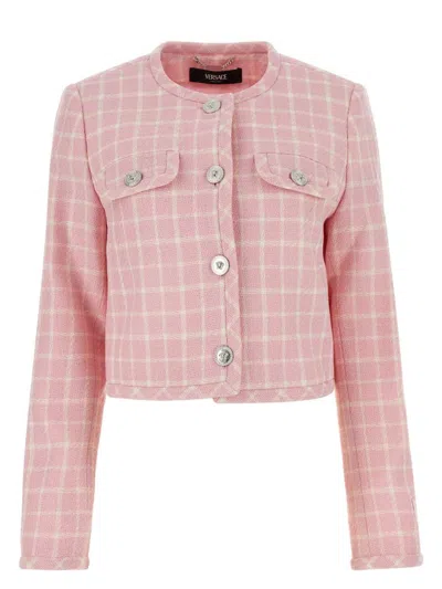 VERSACE WOMEN'S EMBROIDERED TWEED BLAZER
