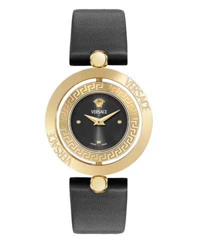 Versace Women's Eon Ip Yellow Gold Statinless Steel Strap Watch, 33.6mm In Black