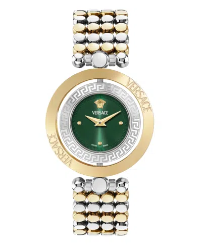 Versace Women's Eon Two-tone Stainless Steel Bracelet Watch, 33.6mm In Silver