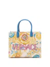 Versace Women Fabric And Calf Leather Tote