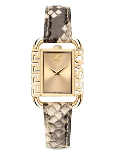Versace Women's Flair 26mm Stainless Steel & Leather Strap Watch In Sapphire