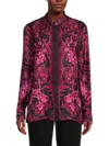 Versace Women's Floral Silk Shirt In Black Tropical