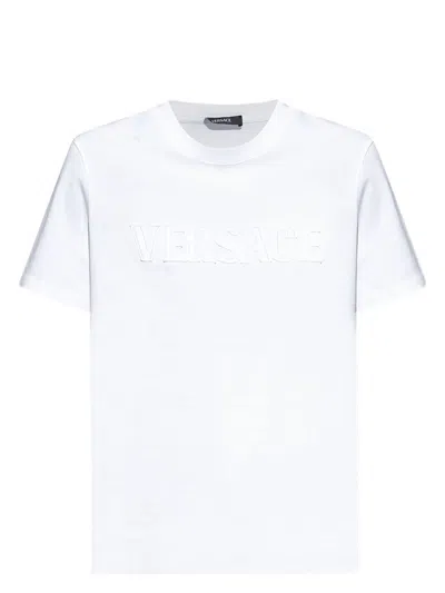VERSACE WOMEN'S FRINGED LOGO T-SHIRT