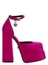 Versace Fuchsia Satin Medusa Aevitas Pumps