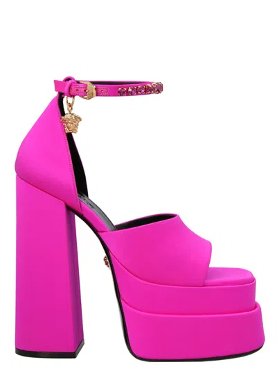 Versace Fushsiankle Strap Heels In Fuchsia