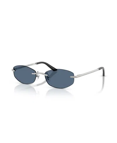 Versace Oval-frame Rimless Sunglasses In Blue