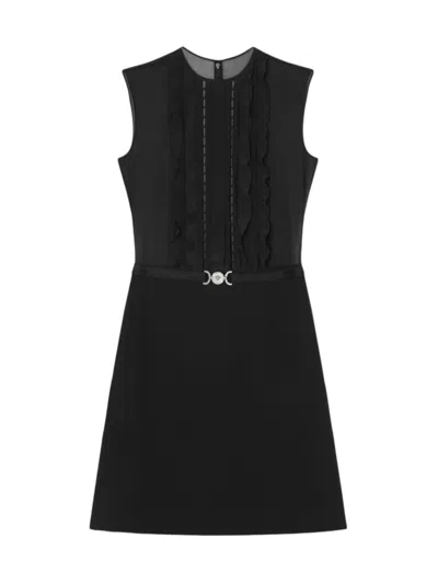 Versace A-line Silk Georgette Mini Dress In Black