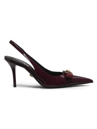 Versace Women's Gianni Ribbon 85mm Slingback Pumps In Brown